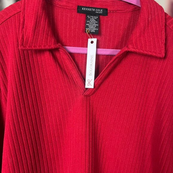 Ribbed Red Polo - Picture 2 of 3
